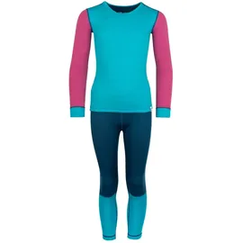 TROLLKIDS Merino Ii Funktionsunterwäsche-set - Dark Turquoise / Bright Berry / Madeira Blue - 128 cm