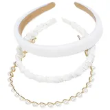 luxuskollektion 3er Set Weißer Haarreif Damen Haarband Mädchen Vintage Stoff Schmuck