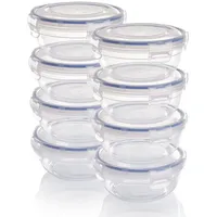 GRIZZLY Kunststoff Frischhaltedosen Set, 8x Vorratsdosen mit Deckel, flach,