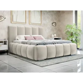 Mirjan24 Polsterbett Wizko, Doppelbett mit Bettkasten, Ehebett, Leistenlattenrost aus Holz (Farbe: Paros 01, Größe: 140x200 cm)