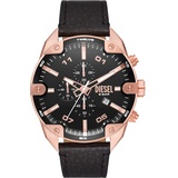 Diesel Herrenuhr Spiked, Chronographenwerk, 49mm Rose Gold Edelstahlgehäuse mit Lederarmband, DZ4607