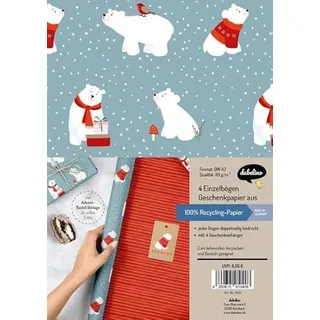 dabelino Geschenkpapier Set Weihnachten: Eisbär (für Kinder)