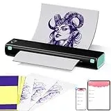 Itari M08F Tattoo Drucker, Thermodrucker Tattoo für A4 Papier mit 10pcs Tattoo Papier, Tattoo Printer Tattoo Stencil Drucker Bluetooth mit IPad & Phone & PC, Schwarz