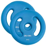 GORILLA SPORTS Hantelscheiben Neopren, 30/31 mm Bohrung, mit Griffen, Gusseisen, Gewichtsscheiben