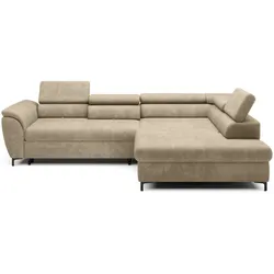 Ecksofa Tempo Stoff Beige