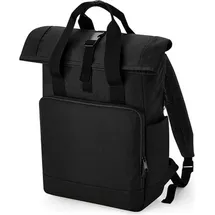 BagBase BG118L Recycled Twin Handle Roll-Top Laptop Backpack | Black - Einheitsgröße