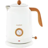 DmofwHi Edelstahl Wasserkocher 1,7 Liter, Wasserkocher Retro mit Temperaturanzeige und Thermometer, Leise & Kabellos Teekocher mit 360°-Basis - Perfekt für die Familie bei Kaffee und Tee, Weiß