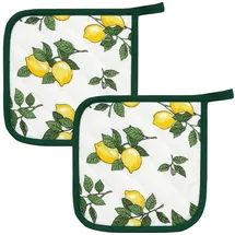 Kracht Topflappen "Zitronen" 2er-Pack gelb-grün Größe 22x22 cm