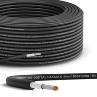 hb-digital Solar Kabel 50 m Solarkabel 4mm2 H1Z2Z2-K Photovoltaik Kabel für PV Anlagen schwarz
