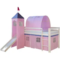 Homestyle4u Hochbett Weiß, Rosa, Holz, Kinder- & Jugendzimmer, Kindermöbel, Kinderbetten, Hochbetten