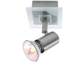 Deckenaufbauleuchte Match II 1-flammig - max 50W - Satinglas/Edelstahl - 8x8x10,8cm