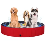 Faltbarer Pool Hundepool Schwimmbad für Hunde und Katzen,Hundebadewanne Planschbecken Hund Swimmingpool mit Rutschfestem Boden & Ablassventil PVC Haustiere Wasserbecken für Hunde Katzen