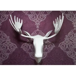 Casa Padrino Designer Geweih Aluminium Weiß Wilder Hirsch Elch Massiv & Schwer Alu Dekoration Wandgeweih Wandfigur Wanddekoration