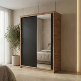 beautysofa Schwebetürenschrank HELA 120 x 204,5 x 60 cm Schwarz