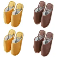 Tecetfeet Gäste Hausschuhe Set, 4 Paar Gästepantoffeln Hochwertig Hausschuhe Warme Memory Foam Rutschfeste Slipper House Slippers Gästeschlappen Unisex - 37/44 EU