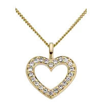 Kettenanhänger FIRETTI "Schmuck Geschenk Gold 585 Halsschmuck Anhänger für Halskette Herz", weiß (weißgoldfarben, weiß, wweiß), Schmuckanhänger, Damen, 0,15 P2 = erkennbare Einschlüsse, Diamanten Gelbgold 585, 0,7 g, Diamanten, Gelbgold 585, mit Brillanten