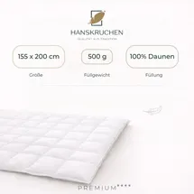HANSKRUCHEN GmbH Hanskruchen® Bettdecke Daunen 100% 155x200 cm Leicht waschbar Allergiker Daunendecke atmungsaktiv Bettdecke weiß - Weiß