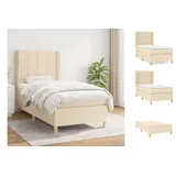 vidaXL Boxspringbett mit Matratze Creme 90x200 cm Stoff