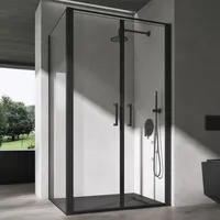 doporro Eck-Duschkabine 90x120x195cm Schwarz ESG-Sicherheitsglas Klarglas inkl. beidseitiger Easy-Clean-Beschichtung Ravenna66