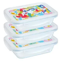 Pyrex Frischhaltedose rechteckig blau 0,8 l 3-teiliges Set