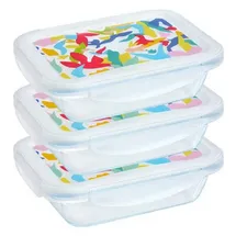 Pyrex Frischhaltedose rechteckig blau 0,8 l 3-teiliges Set