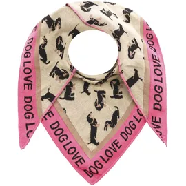 Zwillingsherz Dreieckstuch ZWILLINGSHERZ "Süßer Dackel", Damen, beige pink, Strick, Baumwollmischung, gemustert, mehrfarbig, Modetücher, Tiermotiv, Schriftzug, wärmend, Strick