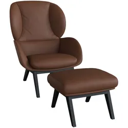 Ohrensessel FLEXLUX "Adria Designsessel, Loungesessel", braun (old chestnut braun), B:78cm H:100cm T:96cm, 100% Echteder, Sessel, Stil & Komfort, organische Form, Fuß Holz schwarz
