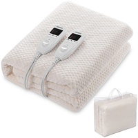 DEUBA Monzana® Heizdecke Wärmeunterbett Timer 5 Stufen Fleece 2x60W creme Doppelheizdecke Überhitzungsschutz waschbar Double - 2 Controller