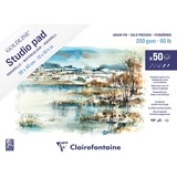 Clairefontaine Aquarellblock Goldline Studio 30x40 cm) geleimt 50 Blatt weiß 200g leicht gekörnt