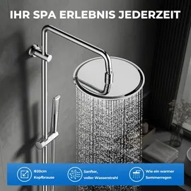 Görbach Regendusche Duschsystem Edelstahl Duschset ohne Armatur Chrom D20cm