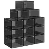 SONGMICS Schuhbox Schuh-Organizer (12 St), aus Kunststoff, stapelbar schwarz