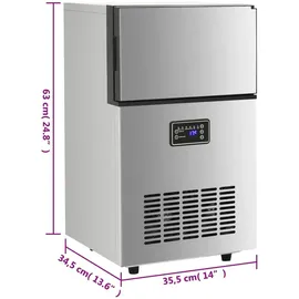 vidaXL Eiswürfelmaschine Silbern 45 kg / 24 h
