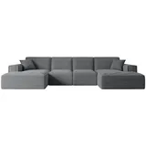 altdecor Ecksofa in U-Form Corner Sofa Bett Eckcouch Couch L-Form Wohnlandschaft Cauchsofa Sierra-U - 344x165x73 cm Dunkelgrau