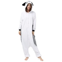 Katara Partyanzug Waldtiere Jumpsuit Kostüm Overall Erwachsene S-XL, (175-185cm) grau|weiß Körpergröße XL (175-185 cm)