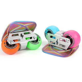 Freeskates Drift-Skates mit geteiltem Skateboard-Design, Aluminium-Legierung, Rollen mit hoher Elastizität und doppelter Radstandhalterung, ultimative Freeskates (Blau und Pink)