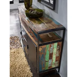 Massivmoebel24 Sideboard Altholz 150x43x90 Mehrfarbig lackiert Industrial #06