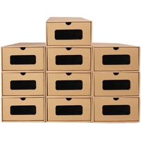INTIRILIFE 10-teiliges Schuhboxen Set mit Sichtfenster Ordnungsboxen aus brauner Pappe - 23 x 35.5 x 13.5 cm - Schuhkarton zum Aufbewahren und Transportieren von Schuhen oder Accessoires