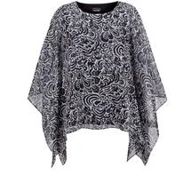GOLDNER Tunikbluse mit Chiffon-Überwurf schwarz 52