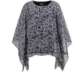GOLDNER Tunikbluse mit Chiffon-Überwurf schwarz 52