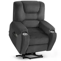 M MCombo Fernsehsessel 7252 Stoff 91 x 106 x 77 cm Dunkelgrau elektrisch mit Massage & Heizung