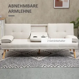 Homcom Schlafsofa Leinenoptik 3-Sitzer Grau/Beige