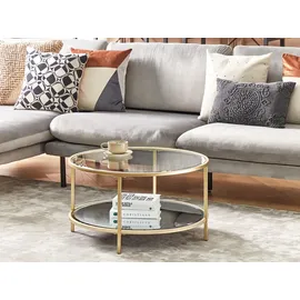 Beliani Couchtisch Gold, Transparent, Glas, 70x40x70 cm Wohnzimmer, Wohnzimmertische, Couchtische
