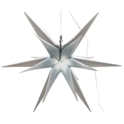 BONETTI LED Stern "Weihnachtsstern, 3D-Optik", grau, Ø 57cm, Lampen, Ø 57 cm, inkl. 6 Stunden-Timer, Weihnachtsdeko aussen