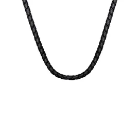 KUZZOI Herren Lederkette Geflochten Schwarz 925 Silber