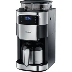 SEVERIN Kaffeemaschine mit Mahlwerk "KA 4814", schwarz (edelstahl, gebürstet, schwarz), 1 l, 8 Tasse(n), Kaffeemaschinen, mit Mahlwerk, Schwenkfilter, LED-Touch-Display, Timerfunktion