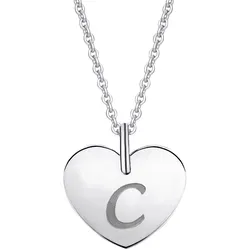 Ketten-Anhänger ONE ELEMENT "Herz mit Gravur C Buchstaben Anhänger aus 333 Weißgold", silber, Schmuckanhänger, Damen, C, Weißgold 333, Damen Gold Schmuck Herz mit Gravur C