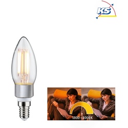 Paulmann LED Filament Kerze B35, 230V, E14, 5W 1800-3000K 470lm, dim-to-warm, klar/grau PAUL-28777