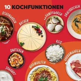 Paderno Instant Pot Pro 10-in-1-Elektro-Multikocher 1200 W,