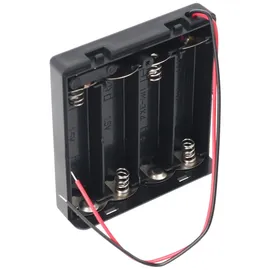 AccuCell Batteriehalter für 4 Stück Mignon AA HR-3, LR6 Batterien oder Akkus mit Deckel und Kabel