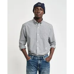 Langarmhemd GANT "REG POPLIN STRIPE SHIRT", Herren, Gr. XXXL, N-Gr, schwarz, Web, Obermaterial: 100% Baumwolle, casual, regular fit, Langarm, Hemden
